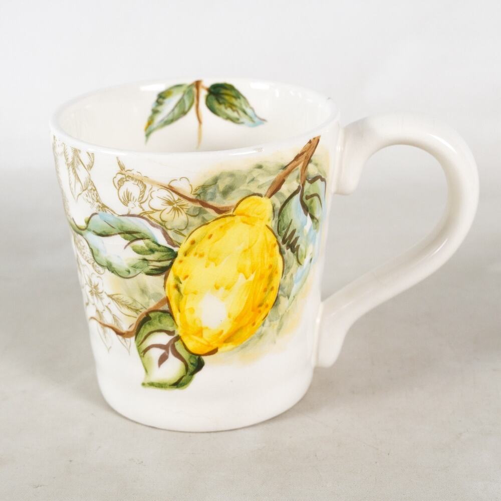 Maxcera Lemon Fruit Jumbo Handcrafted Ceramic Coffee Mug Tea Cup Yellow White
